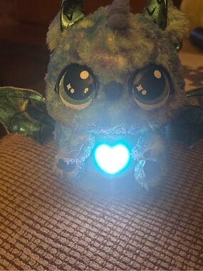 Kids Plush Dragon Costume Accessory with Light-Up Heart - Blue Green